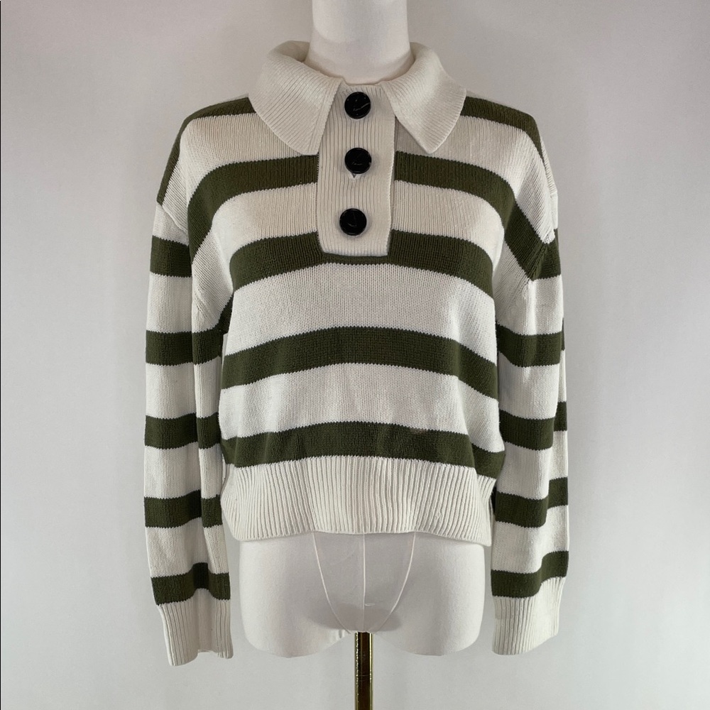 Ralph Lauren Ivory and Olive Knit Top